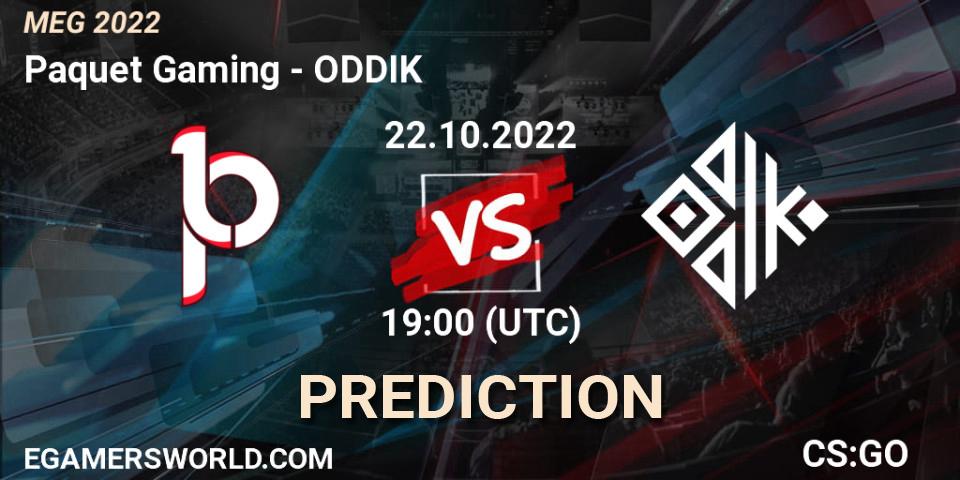 Paquetá Gaming contre ODDIK : prédiction de match. 23.10.2022 at 17:00. Counter-Strike (CS2), MEG 2022