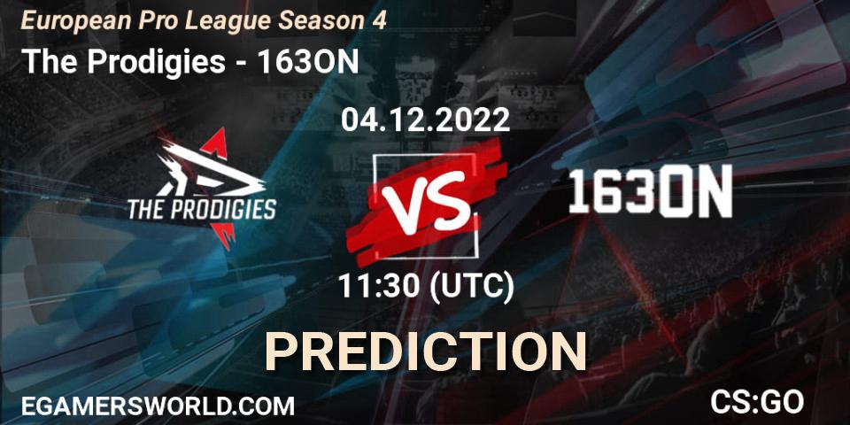 The Prodigies contre 163ON : prédiction de match. 04.12.2022 at 11:30. Counter-Strike (CS2), European Pro League Season 4