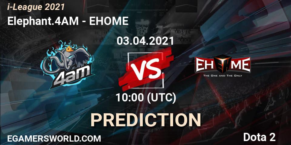 Elephant.4AM contre EHOME : prédiction de match. 03.04.2021 at 12:03. Dota 2, i-League 2021 Season 1
