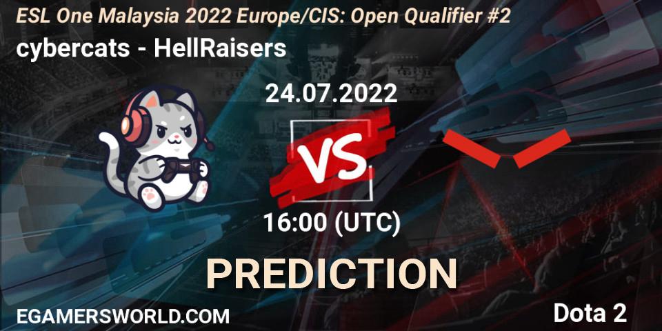 cybercats contre HellRaisers : prédiction de match. 24.07.2022 at 16:09. Dota 2, ESL One Malaysia 2022 Europe/CIS: Open Qualifier #2
