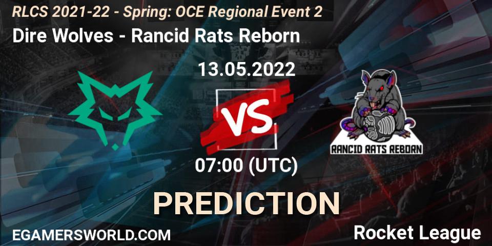 Dire Wolves contre Rancid Rats Reborn : prédiction de match. 13.05.2022 at 07:00. Rocket League, RLCS 2021-22 - Spring: OCE Regional Event 2