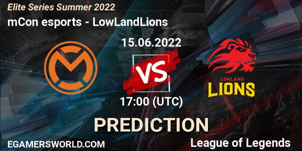 mCon esports contre LowLandLions : prédiction de match. 15.06.2022 at 17:00. LoL, Elite Series Summer 2022