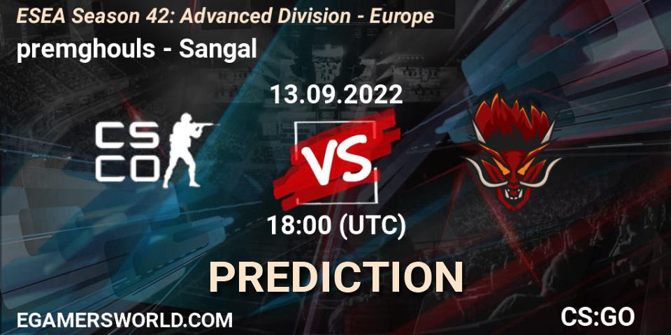 premghouls contre Sangal : prédiction de match. 13.09.2022 at 18:00. Counter-Strike (CS2), ESEA Season 42: Advanced Division - Europe