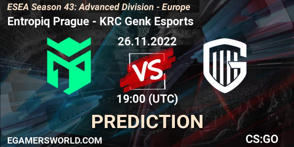 Entropiq Prague contre KRC Genk Esports : prédiction de match. 26.11.22. CS2 (CS:GO), ESEA Season 43: Advanced Division - Europe
