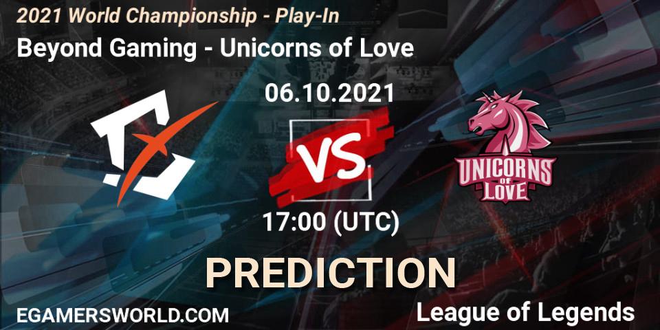 Beyond Gaming contre Unicorns of Love : prédiction de match. 06.10.21. LoL, 2021 World Championship - Play-In