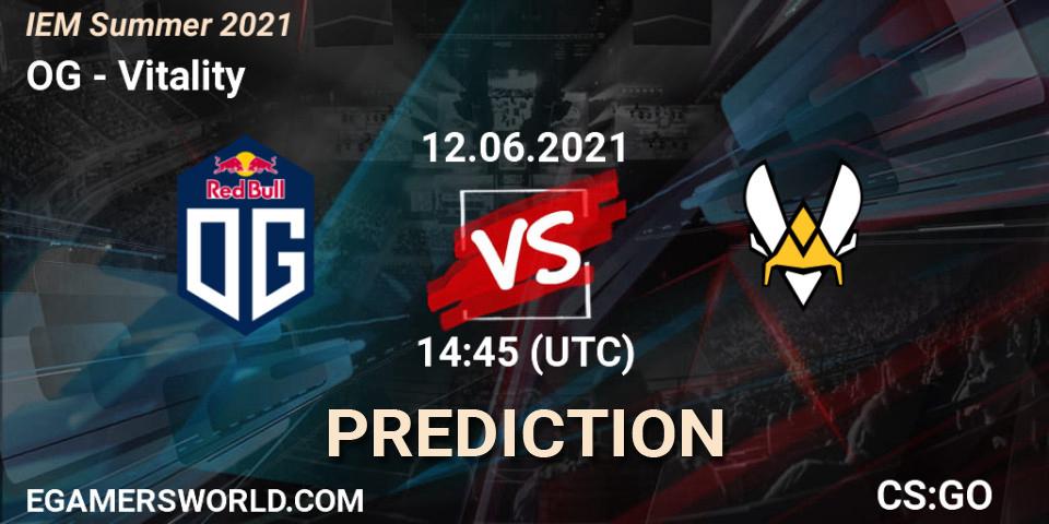 OG contre Vitality : prédiction de match. 12.06.2021 at 14:45. Counter-Strike (CS2), IEM Summer 2021