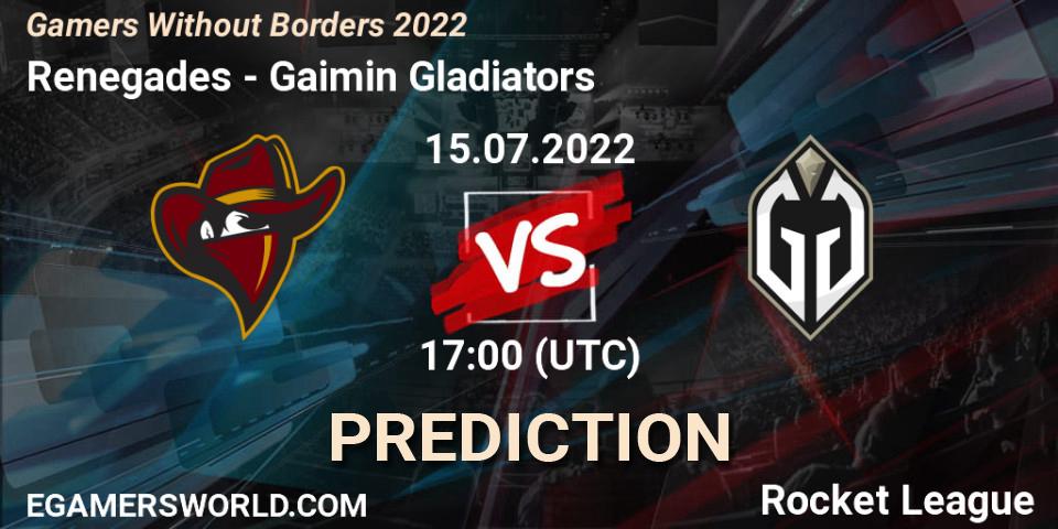 Renegades contre Gaimin Gladiators : prédiction de match. 15.07.22. Rocket League, Gamers Without Borders 2022