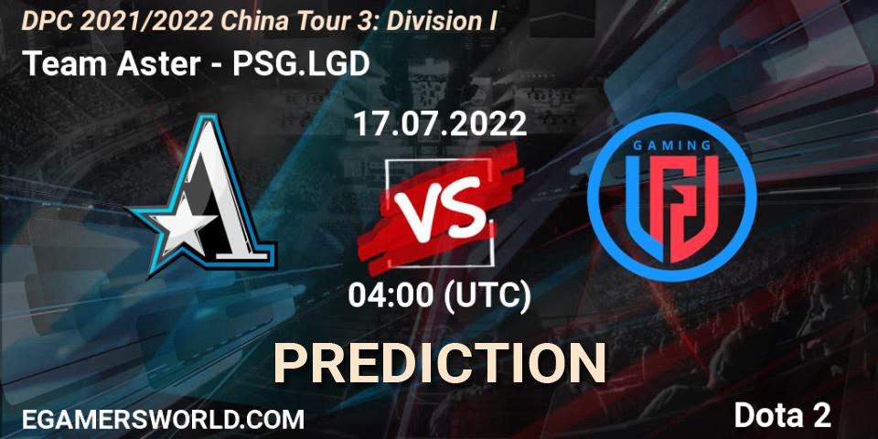 Team Aster contre PSG.LGD : prédiction de match. 17.07.2022 at 03:58. Dota 2, DPC 2021/2022 China Tour 3: Division I