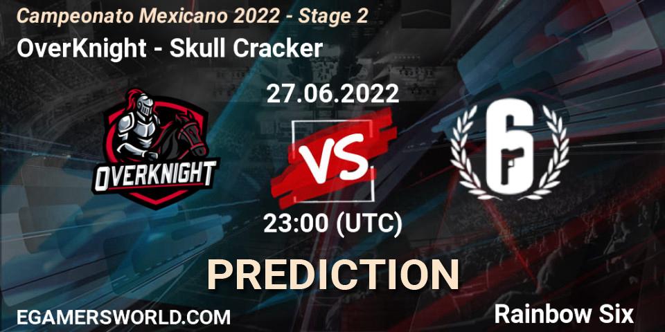 OverKnight contre Skull Cracker : prédiction de match. 27.06.2022 at 22:00. Rainbow Six, Campeonato Mexicano 2022 - Stage 2