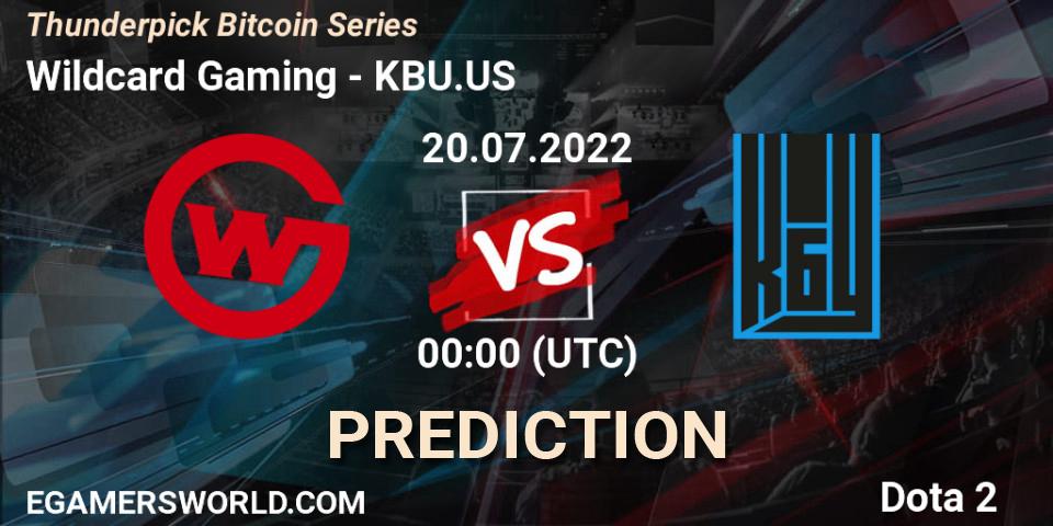 Wildcard Gaming contre KBU.US : prédiction de match. 20.07.2022 at 01:13. Dota 2, Thunderpick Bitcoin Series