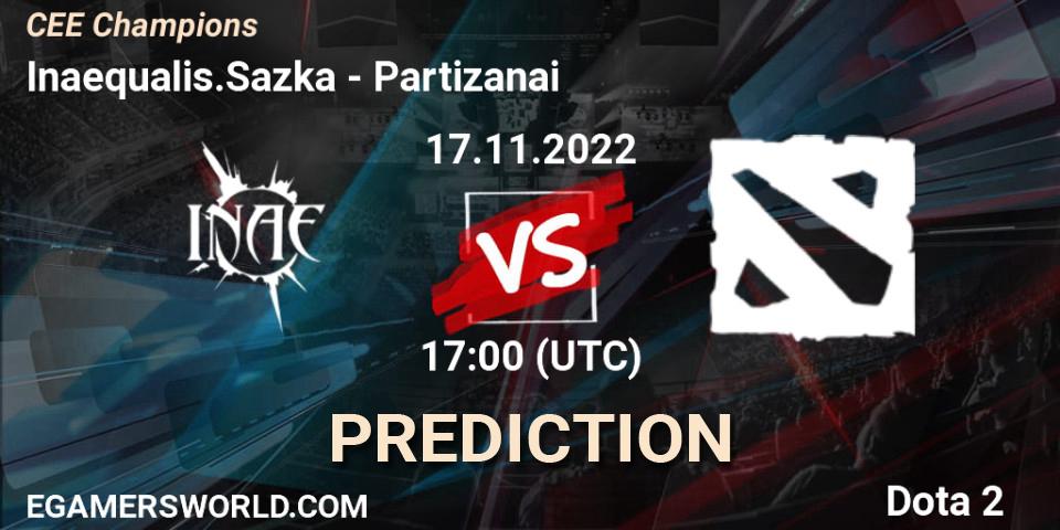 Inaequalis.Sazka contre Partizanai : prédiction de match. 17.11.2022 at 17:30. Dota 2, CEE Champions
