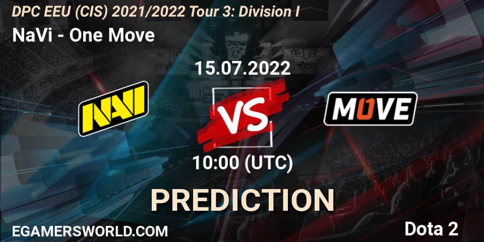 NaVi contre One Move : prédiction de match. 15.07.22. Dota 2, DPC EEU (CIS) 2021/2022 Tour 3: Division I