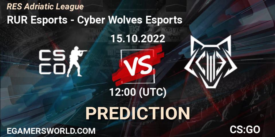 RUR Esports contre Cyber Wolves Esports : prédiction de match. 15.10.2022 at 12:00. Counter-Strike (CS2), RES Adriatic League