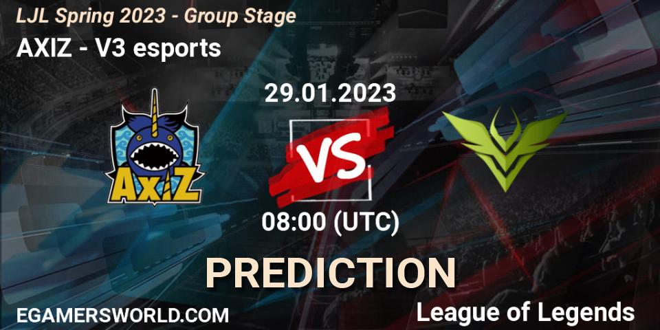AXIZ contre V3 esports : prédiction de match. 29.01.23. LoL, LJL Spring 2023 - Group Stage