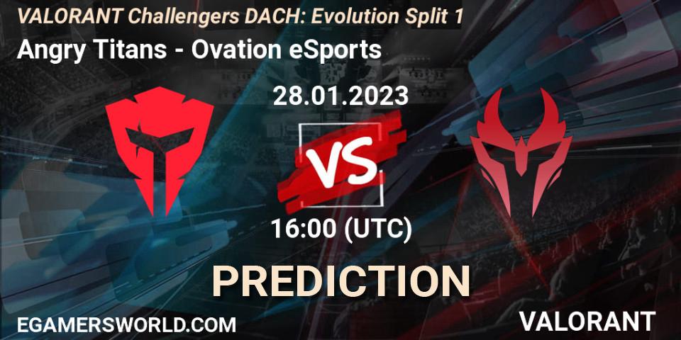 Angry Titans contre Ovation eSports : prédiction de match. 28.01.23. VALORANT, VALORANT Challengers 2023 DACH: Evolution Split 1