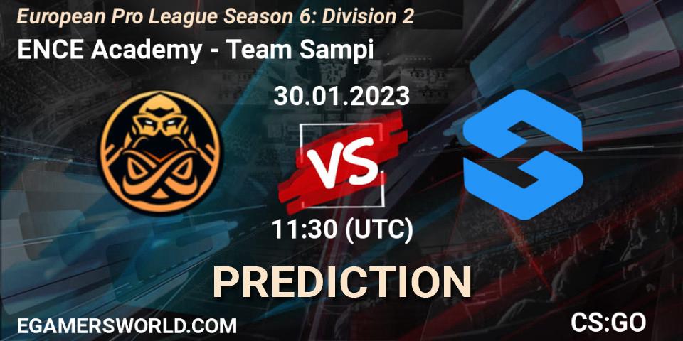 ENCE Academy contre Team Sampi : prédiction de match. 30.01.2023 at 11:30. Counter-Strike (CS2), European Pro League Season 6: Division 2