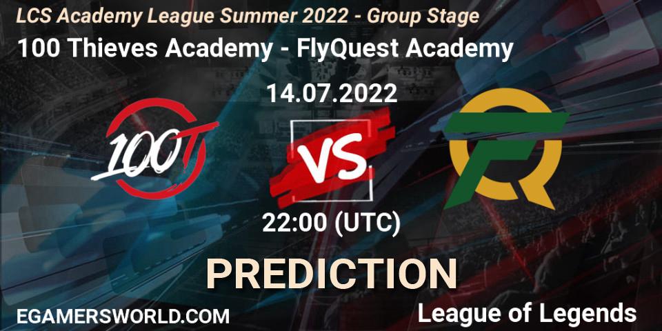 100 Thieves Academy contre FlyQuest Academy : prédiction de match. 14.07.2022 at 22:00. LoL, LCS Academy League Summer 2022 - Group Stage