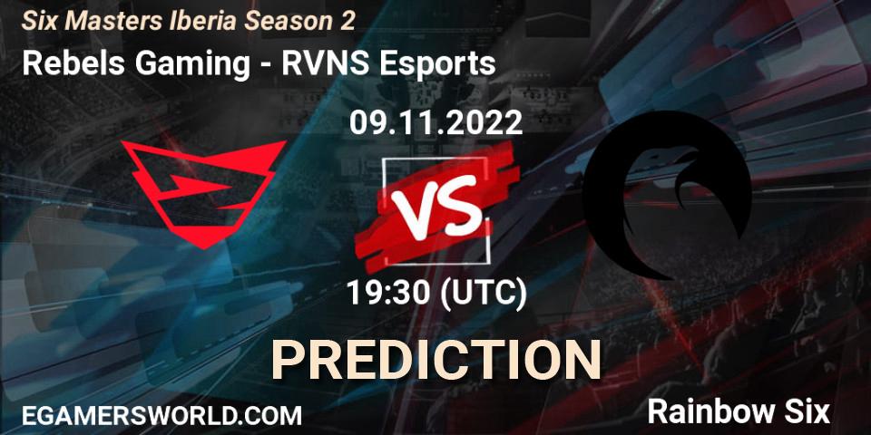 Rebels Gaming contre RVNS Esports : prédiction de match. 09.11.2022 at 19:30. Rainbow Six, Six Masters Iberia Season 2