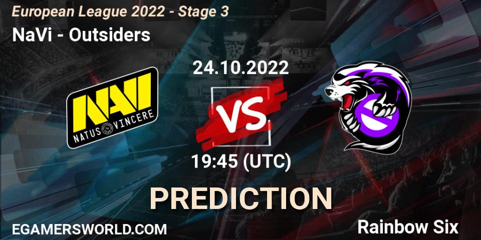 NaVi contre Outsiders : prédiction de match. 24.10.22. Rainbow Six, European League 2022 - Stage 3