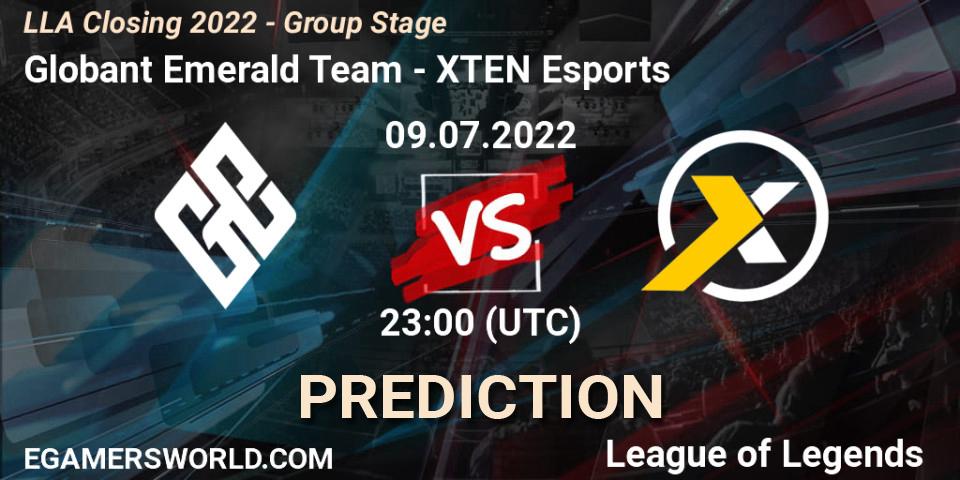 Globant Emerald Team contre XTEN Esports : prédiction de match. 09.07.22. LoL, LLA Closing 2022 - Group Stage