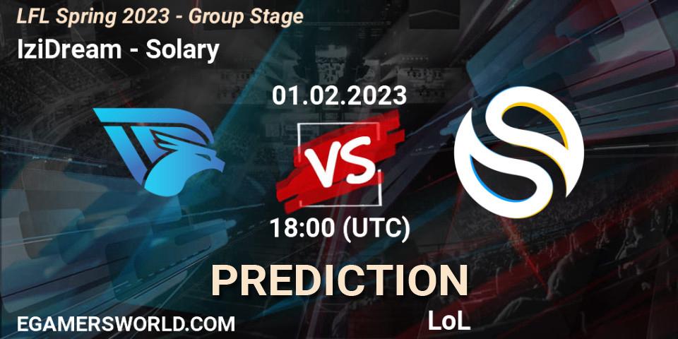 IziDream contre Solary : prédiction de match. 01.02.23. LoL, LFL Spring 2023 - Group Stage