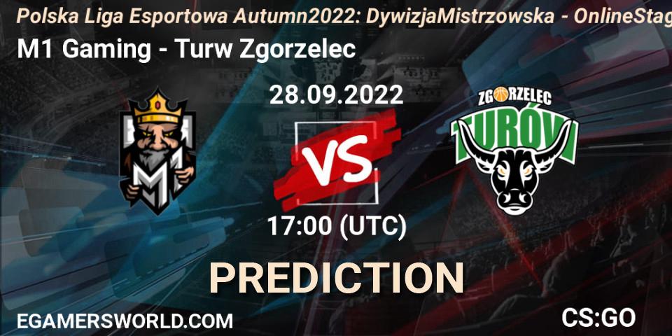 M1 Gaming contre Turów Zgorzelec : prédiction de match. 28.09.2022 at 17:00. Counter-Strike (CS2), Polska Liga Esportowa Autumn 2022: Dywizja Mistrzowska - Online Stage