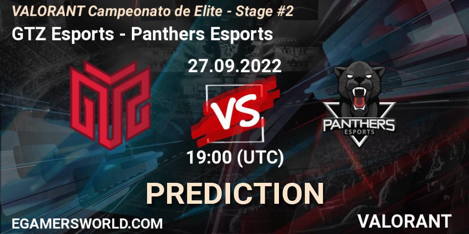 GTZ Esports contre Panthers Esports : prédiction de match. 27.09.2022 at 19:00. VALORANT, VALORANT Campeonato de Elite - Stage #2