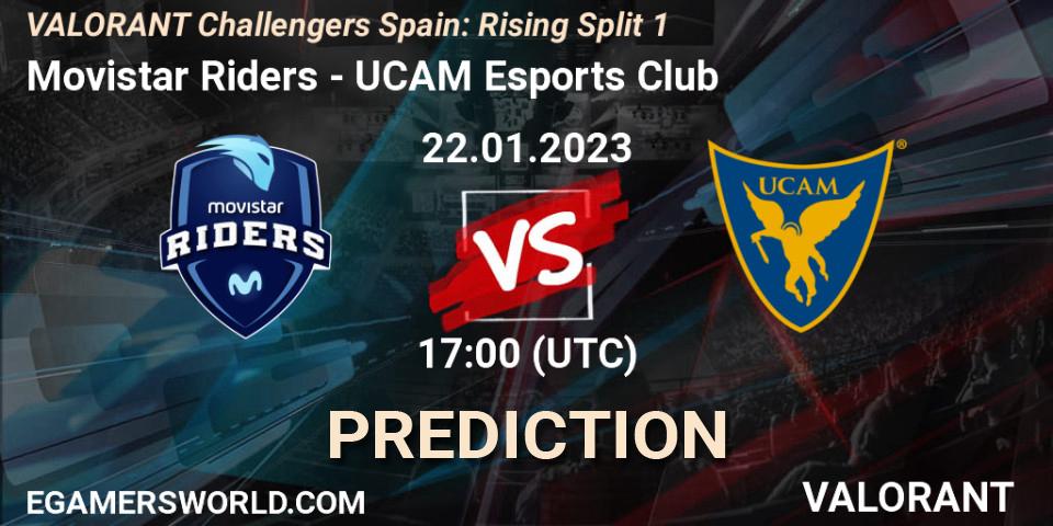 Movistar Riders contre UCAM Esports Club : prédiction de match. 22.01.2023 at 17:15. VALORANT, VALORANT Challengers 2023 Spain: Rising Split 1
