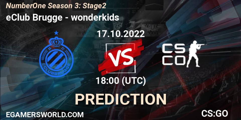 eClub Brugge contre wonderkids : prédiction de match. 17.10.2022 at 18:00. Counter-Strike (CS2), NumberOne Season 3: Stage 2