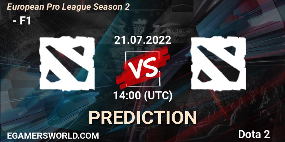 ФЕРЗИ contre F1 : prédiction de match. 21.07.2022 at 14:16. Dota 2, European Pro League Season 2