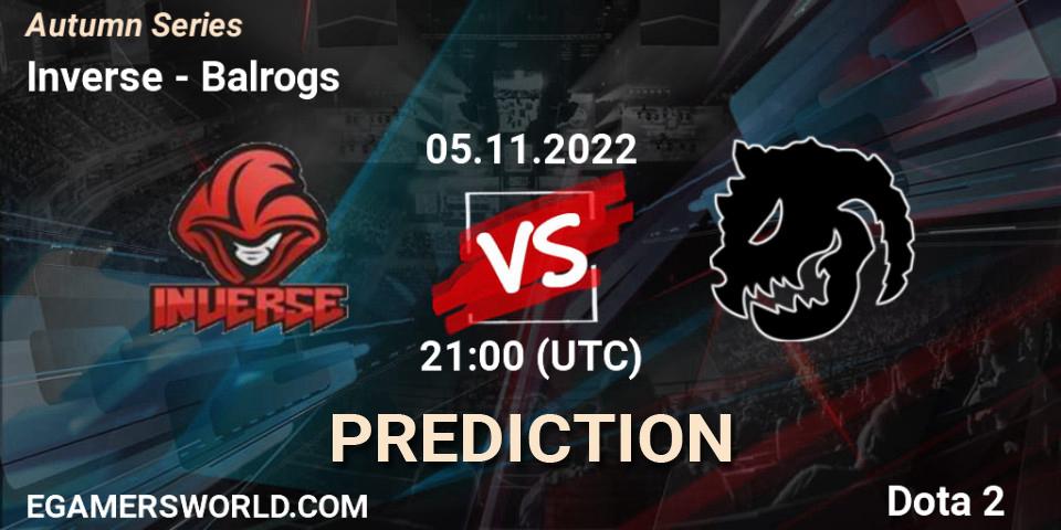 Inverse contre Balrogs : prédiction de match. 05.11.2022 at 20:07. Dota 2, Autumn Series
