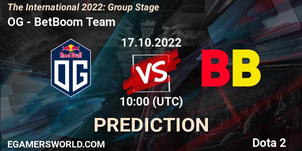OG contre BetBoom Team : prédiction de match. 17.10.22. Dota 2, The International 2022: Group Stage