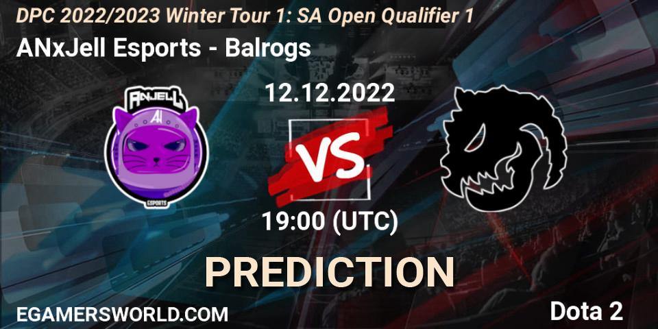 ANxJell Esports contre Balrogs : prédiction de match. 12.12.2022 at 19:12. Dota 2, DPC 2022/2023 Winter Tour 1: SA Open Qualifier 1