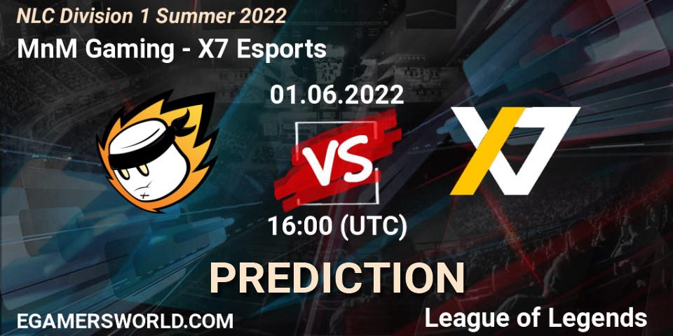 MnM Gaming contre X7 Esports : prédiction de match. 01.06.2022 at 16:00. LoL, NLC Division 1 Summer 2022