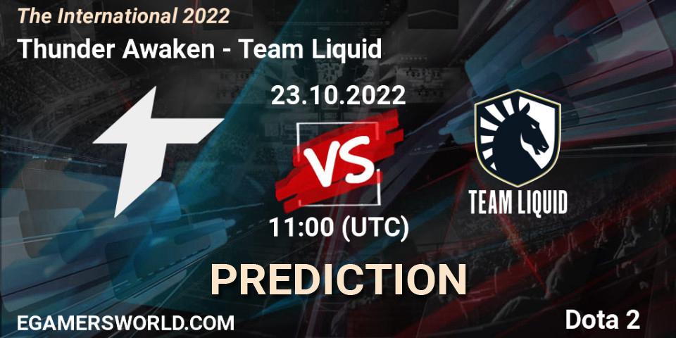 Thunder Awaken contre Team Liquid : prédiction de match. 23.10.2022 at 10:12. Dota 2, The International 2022