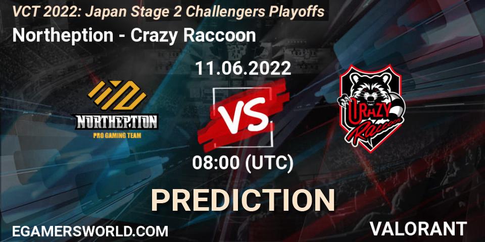 Northeption contre Crazy Raccoon : prédiction de match. 11.06.22. VALORANT, VCT 2022: Japan Stage 2 Challengers Playoffs