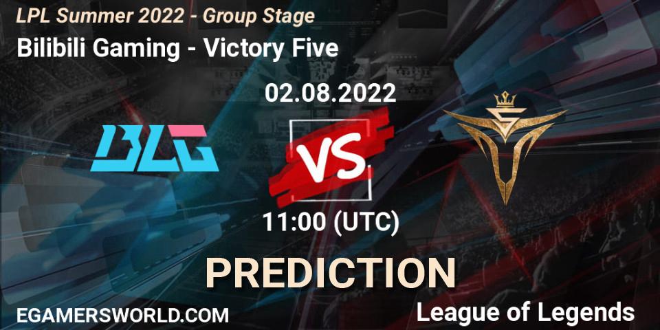 Bilibili Gaming contre Victory Five : prédiction de match. 02.08.22. LoL, LPL Summer 2022 - Group Stage