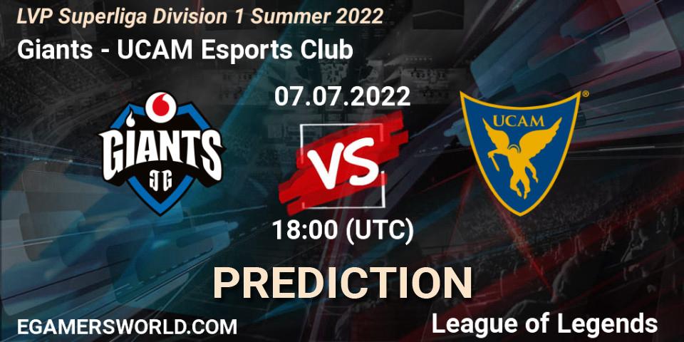 Giants contre UCAM Esports Club : prédiction de match. 07.07.2022 at 18:00. LoL, LVP Superliga Division 1 Summer 2022