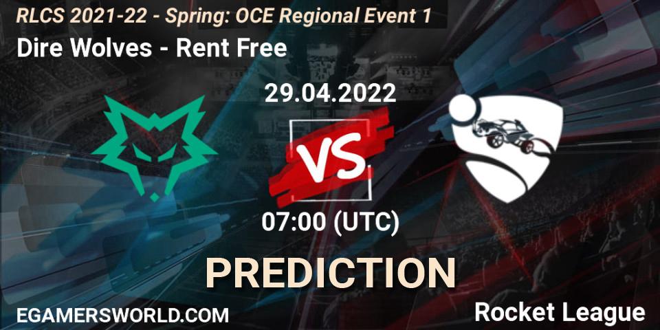 Dire Wolves contre Rent Free : prédiction de match. 29.04.2022 at 07:00. Rocket League, RLCS 2021-22 - Spring: OCE Regional Event 1