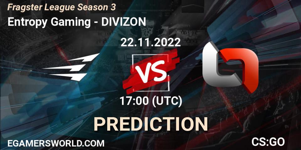 Entropy Gaming contre DIVIZON : prédiction de match. 01.12.22. CS2 (CS:GO), Fragster League Season 3