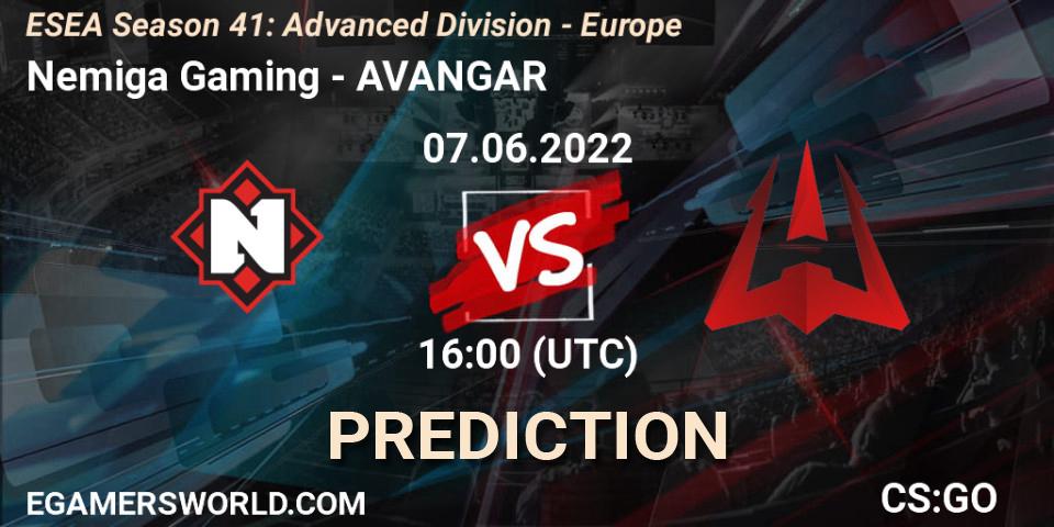 Nemiga Gaming contre AVANGAR : prédiction de match. 07.06.2022 at 16:00. Counter-Strike (CS2), ESEA Season 41: Advanced Division - Europe