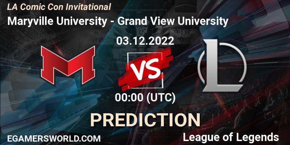 Maryville University contre Grand View University : prédiction de match. 03.12.22. LoL, LA Comic Con Invitational
