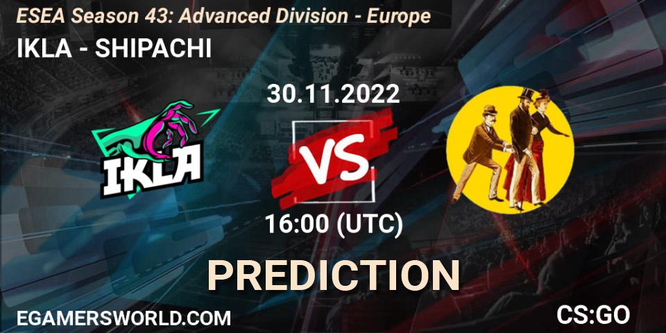 IKLA contre SHIPACHI : prédiction de match. 30.11.22. CS2 (CS:GO), ESEA Season 43: Advanced Division - Europe