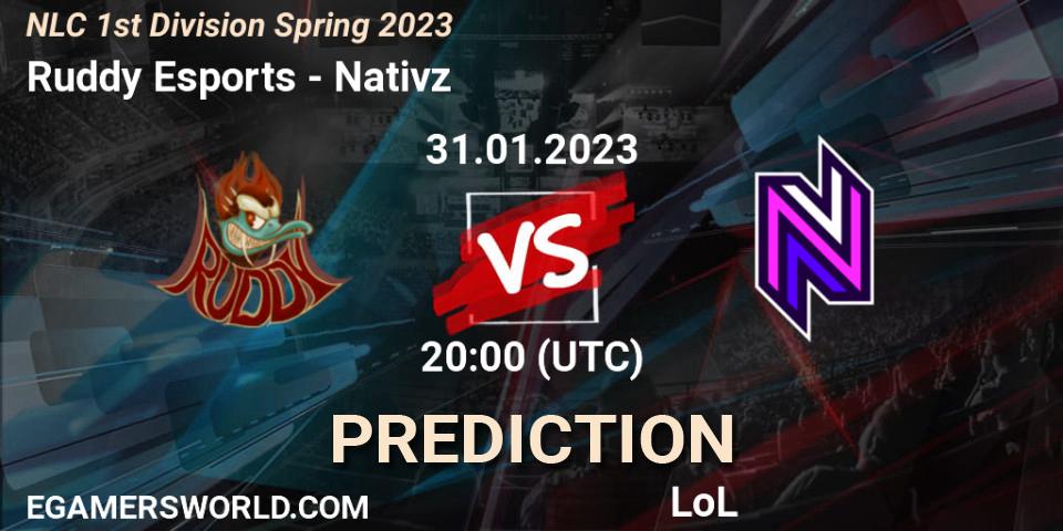 Ruddy Esports contre Nativz : prédiction de match. 31.01.23. LoL, NLC 1st Division Spring 2023
