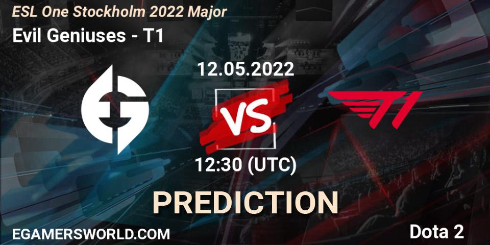 Evil Geniuses contre T1 : prédiction de match. 12.05.2022 at 12:54. Dota 2, ESL One Stockholm 2022 Major