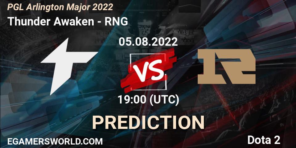 Thunder Awaken contre RNG : prédiction de match. 05.08.2022 at 20:07. Dota 2, PGL Arlington Major 2022 - Group Stage