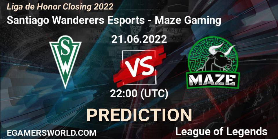 Santiago Wanderers Esports contre Maze Gaming : prédiction de match. 21.06.22. LoL, Liga de Honor Closing 2022