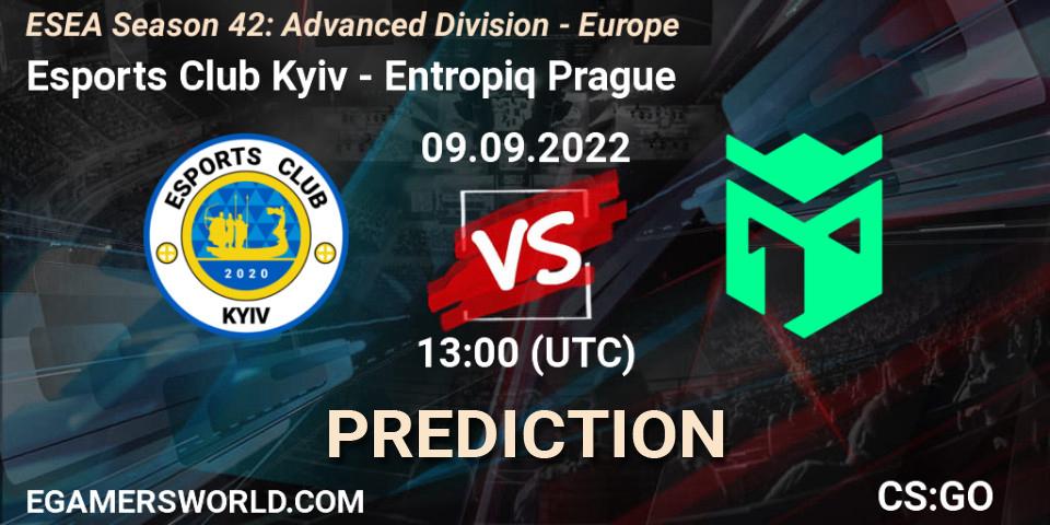 Esports Club Kyiv contre Entropiq Prague : prédiction de match. 09.09.2022 at 13:00. Counter-Strike (CS2), ESEA Season 42: Advanced Division - Europe