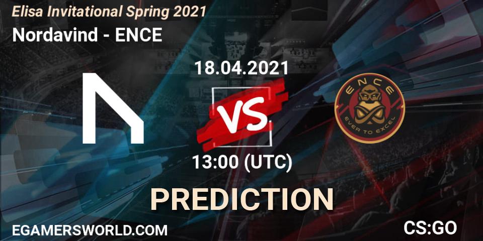 Nordavind contre ENCE : prédiction de match. 18.04.2021 at 13:25. Counter-Strike (CS2), Elisa Invitational Spring 2021