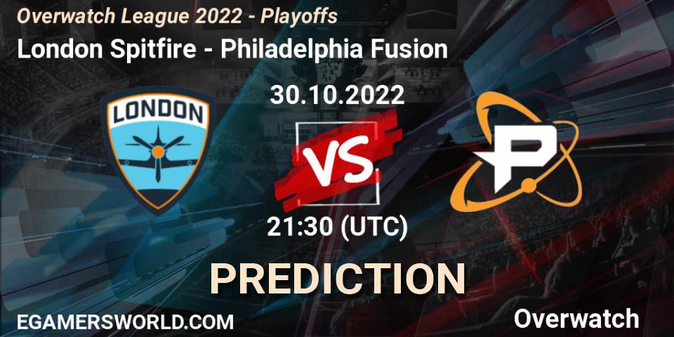 London Spitfire contre Philadelphia Fusion : prédiction de match. 30.10.22. Overwatch, Overwatch League 2022 - Playoffs